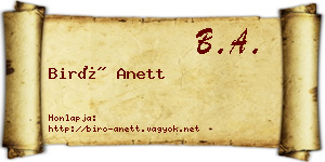 Biró Anett névjegykártya