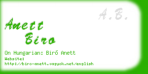 anett biro business card
